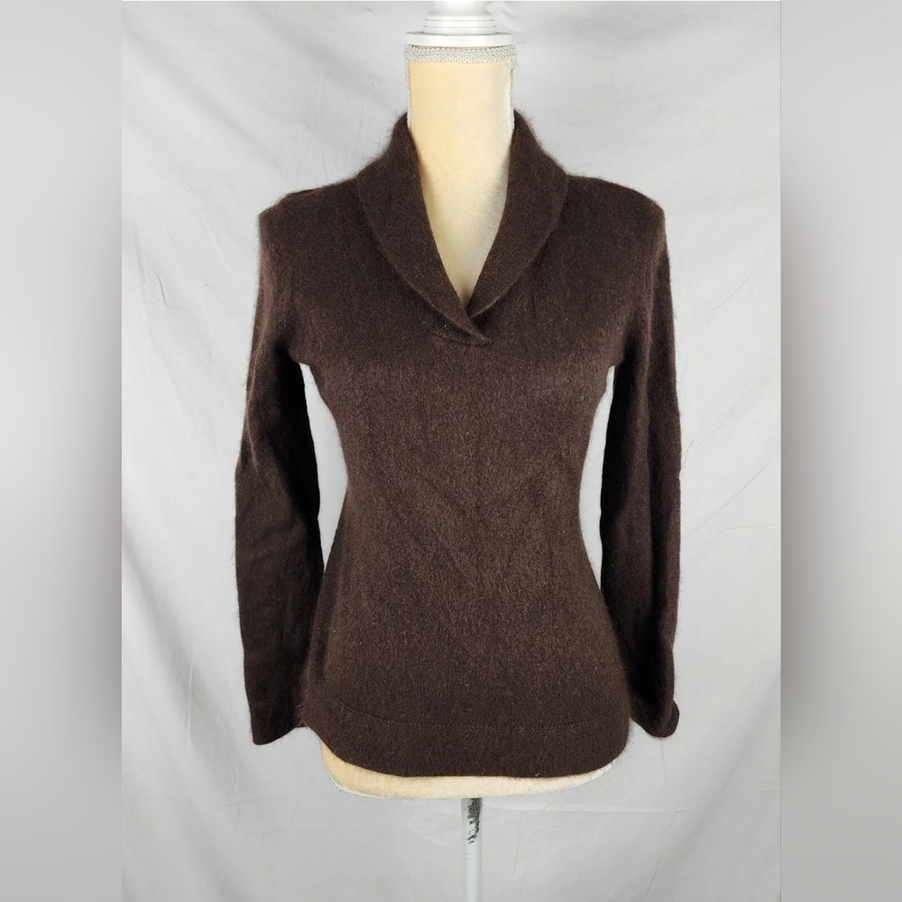Carole Little Brown Lambs' Wool Angora Rabbit Hair Blend Pullover Sweater sz M